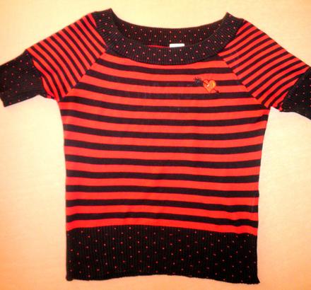 Červeno čierny pásikavý svetríkový top, only,s