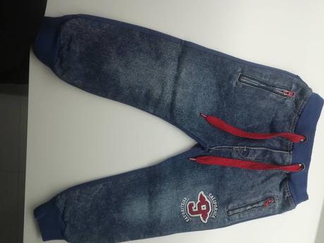 Štýlové riflovo - teplákové nohavice., 98