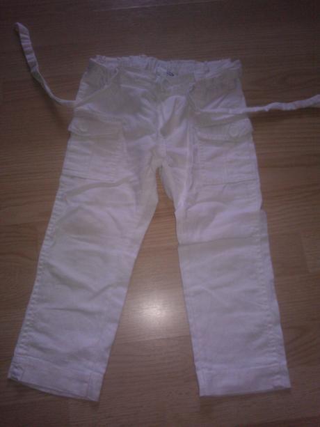 Nohavice biele s opaskom, h&m,98