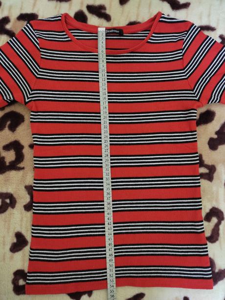 Červené pásikavé elastické tričko stradivarius, stradivarius,m