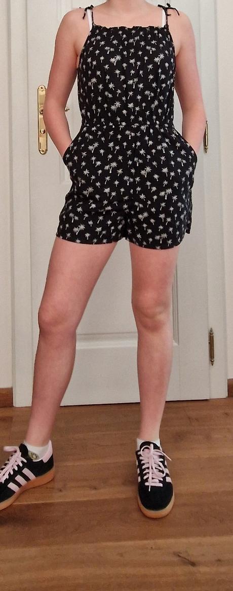 Letny overal h&m dievca cierny s bielym motivom 14, h&m,140