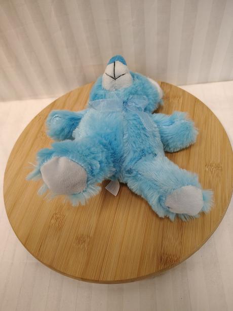 Plyšový modrý medveď s mašlou, 22 cm, 