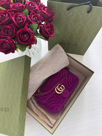 Gucci purple velvet mini gg marmont bag, gucci
