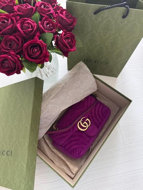 Gucci purple velvet mini gg marmont bag, gucci