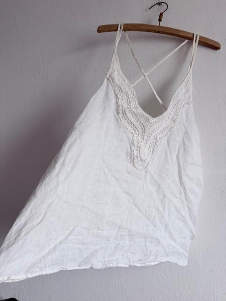 Zara lanove tielko s cipkou vysivkou m 16,60, zara,m