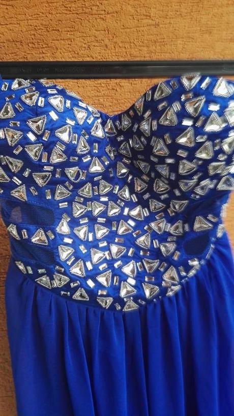 Modré spoločenské šaty 36-38, 38
