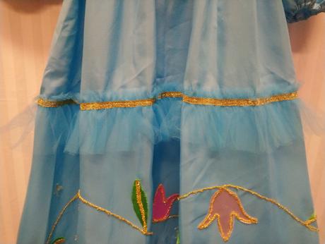 Kostým princezná, modro zlaté šaty, 140-152 cm,