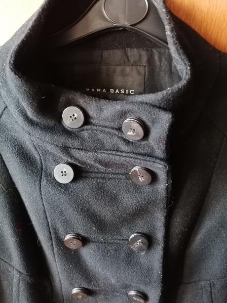 Čierny kabát s dvojradovým zapínaním zara, zara,xs