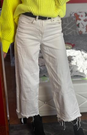 Skrátené biele nohavice, h&m,s