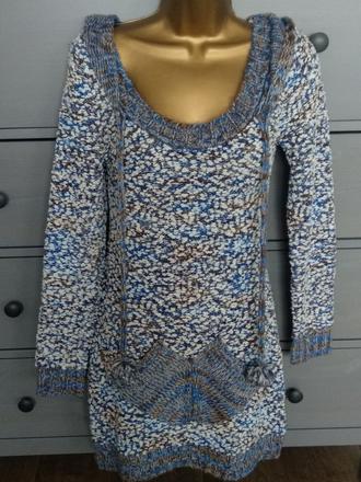 Dlhší sveter/pletené šaty s kapucňou, bonprix,s