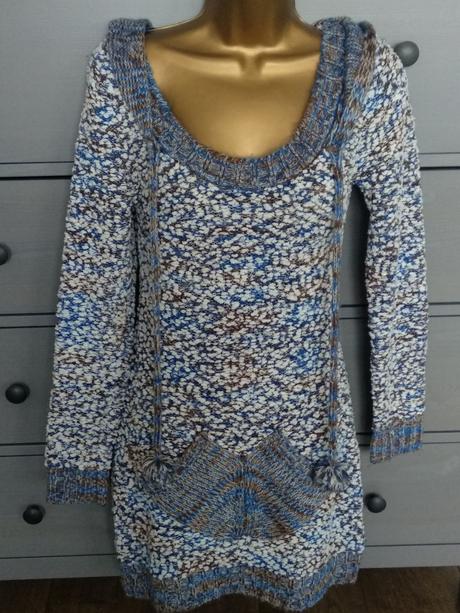 Dlhší sveter/pletené šaty s kapucňou, bonprix,s