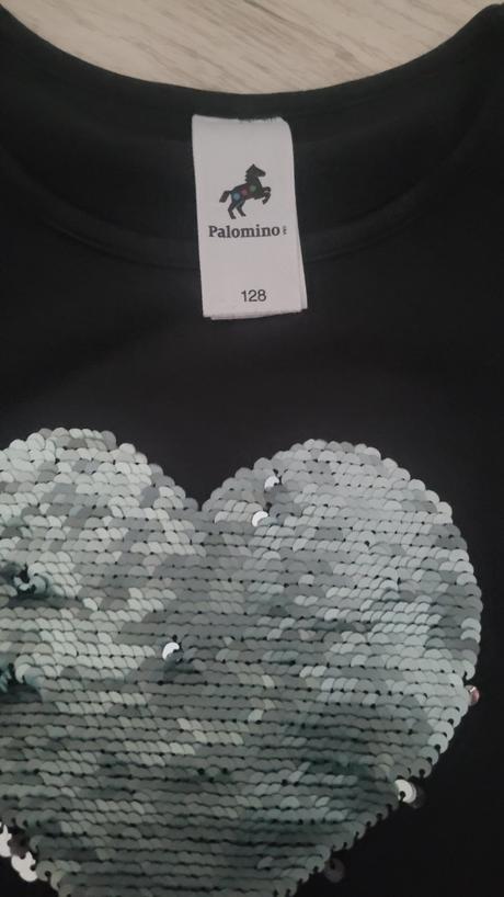 Tričko s flitrovým srdcom, palomino,128