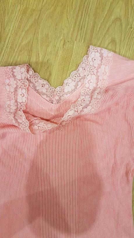 Ružové tričko s čipkou v. m, m