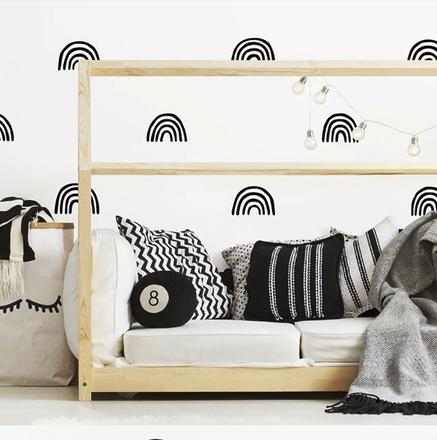 Nálepky na stenu - dúha - 27 kusov - čierna, 