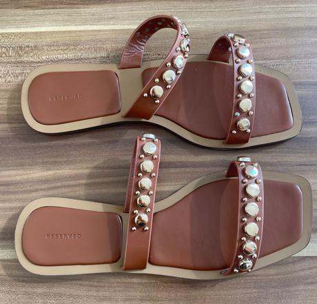 Hnedo zlate kozene slapky reserved, reserved,37