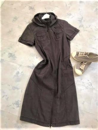 Športové vintage naturálne šaty safari, m