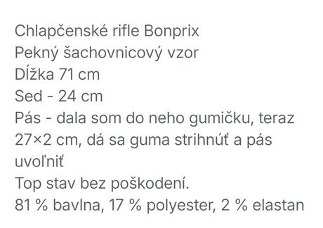 Chlapčenské rifle 122, dĺžka 71 cm, bonprix,122