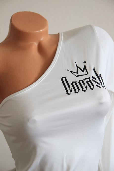 Biele body na jedno rameno, s, s