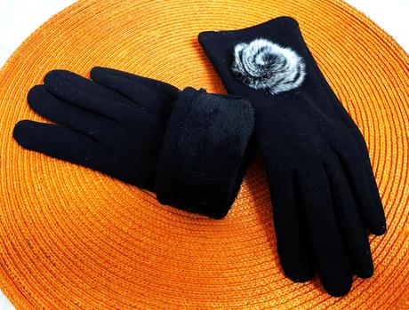 Luxusné zateplené rukavice s kožušinkou, l