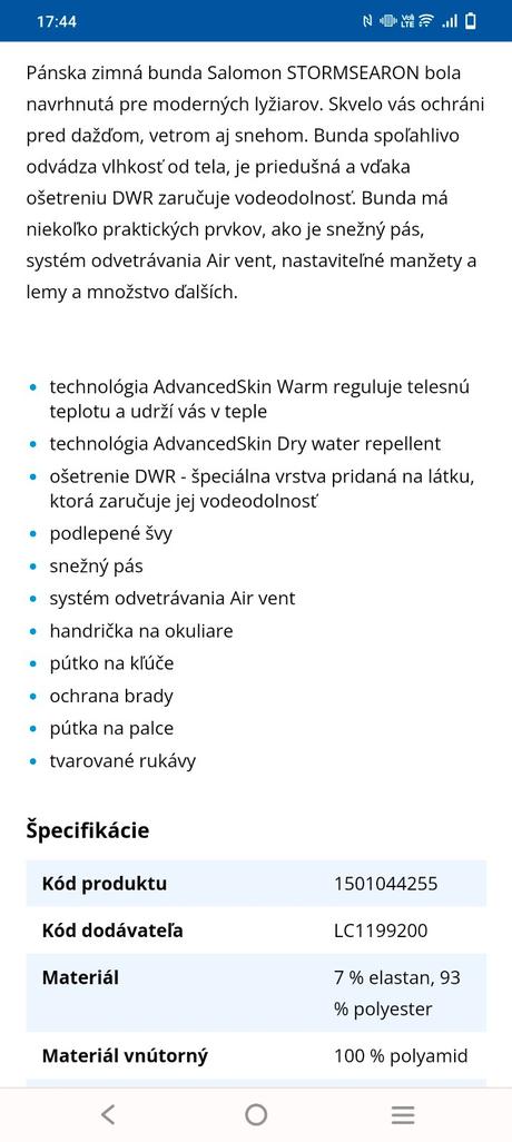 Salomon bunda top stav,10 000 vodeodolná,priedysna, salomon,xl