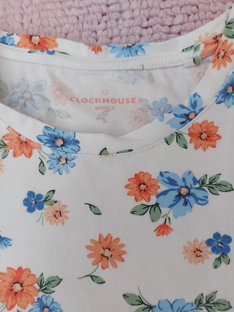 Vzorované kvetinkové bavlnené tričko, clockhouse,s
