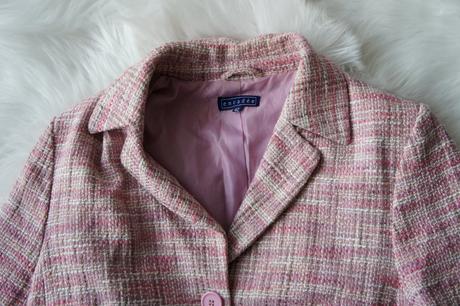 Elegantné ružové tvídové sako/blejzer zn.encadeé, xl