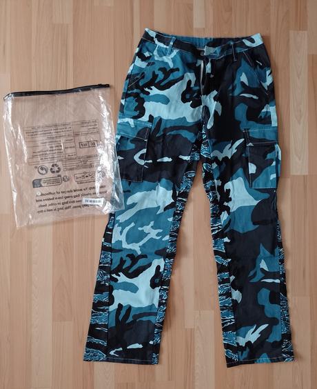 Modré maskáčové nohavice v. xl, xl