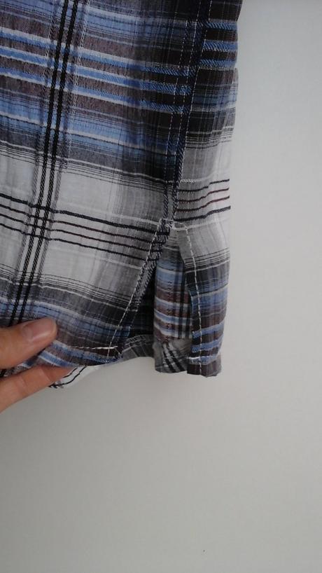 Modro-sedo-biela karovana kosela bez rukavov, m