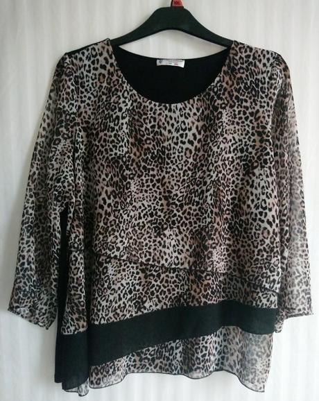 Dámsky elastický čierno hnedý top, carla ferroni, xxl