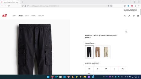 Keprové cargo nohavice hm (kapsáče) čierne, h&m,l