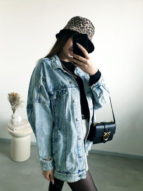 Oversize rifľová bunda, bershka,s