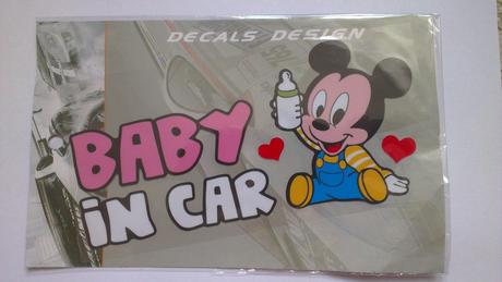 Nálepka na auto dieťa v aute (baby in car) mickey, 