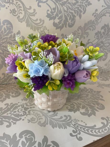 Mydlova kytica a darčekové krabicky,