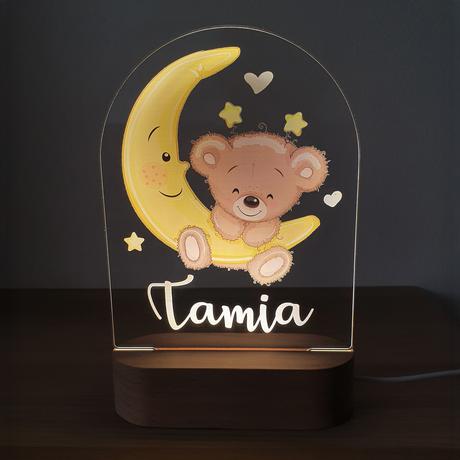 Detská nočná lampa s vlastným menom medvedík,