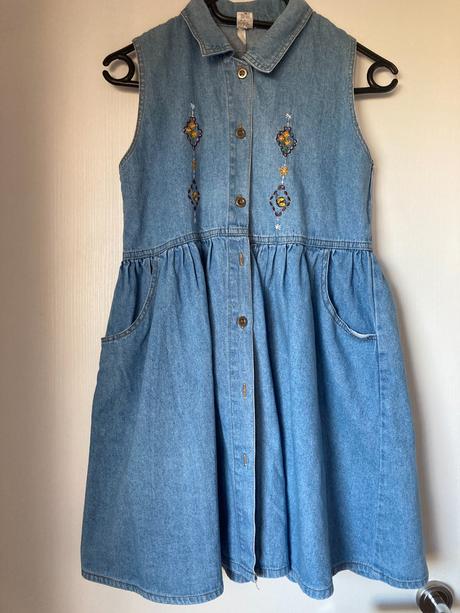 Riflové šaty s vreckami, 164