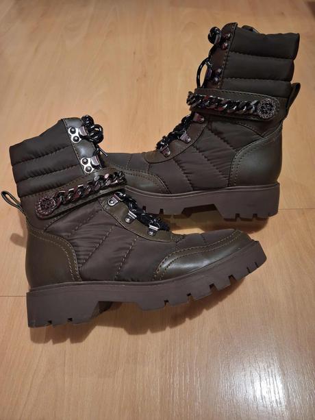 Guess kotníkové čižmy olivová khaki farba, guess,37