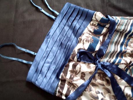 Modro-hnedé šaty s-m, s