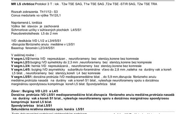 Magnetická rezonancia chrbtice