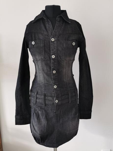 Džínsové čierne denim šaty rainbow, bonprix,s