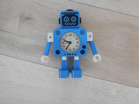 Kovové hodiny robot modrý do detskej izby,, 