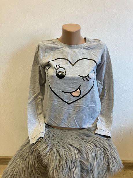 Dievčenská mikina smiley srdiečko, h&m (158-164), h&m,158