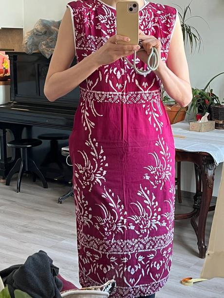 Vínové bavlnené šaty, l