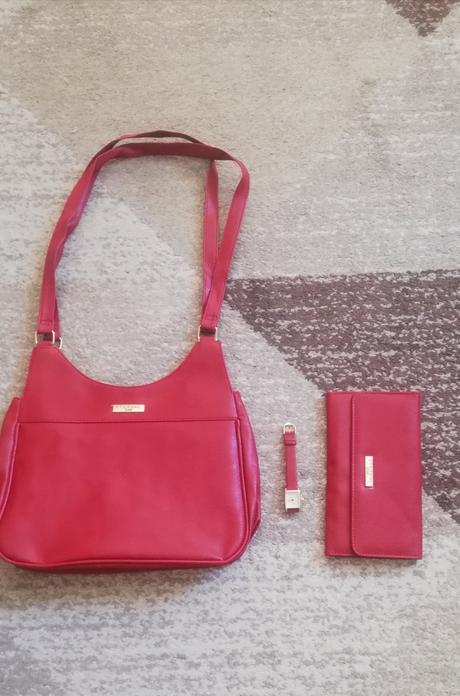 Set - kabelka, peňaženka, dámske hodinky,