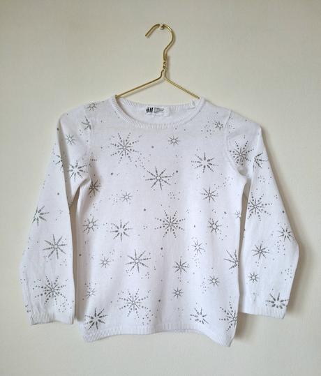 Bavlnený sveter s vločkami zn. h&m, 110/116, h&m,116