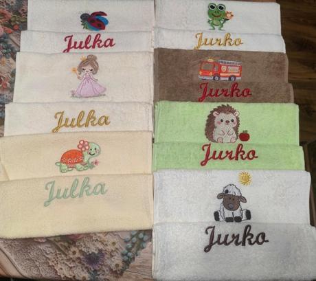 Vyšívané uteráčiky s menom podľa želania, 