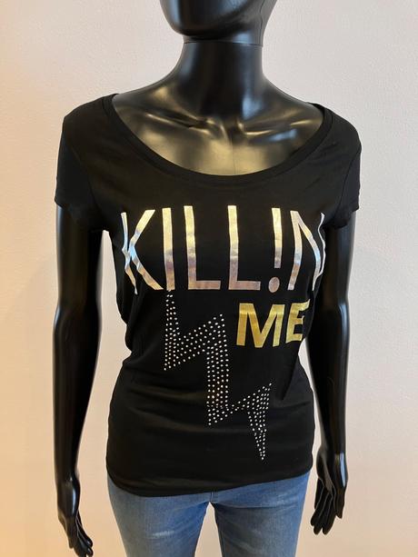 Dámske tričko s kamienkami čierne melrose (36), s