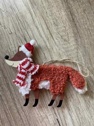 Vianočná líška na zavesenie, vianočná dekorácia,