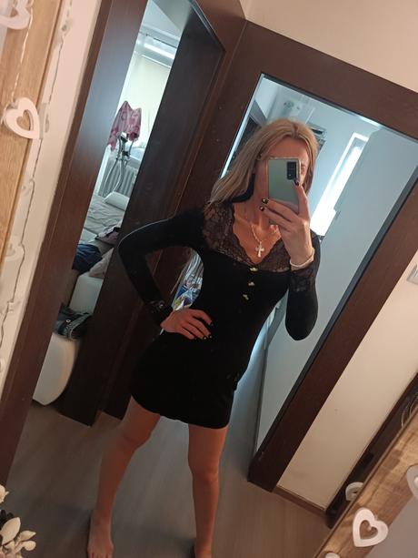 Šaty čierne s čipkou veľ. m, m