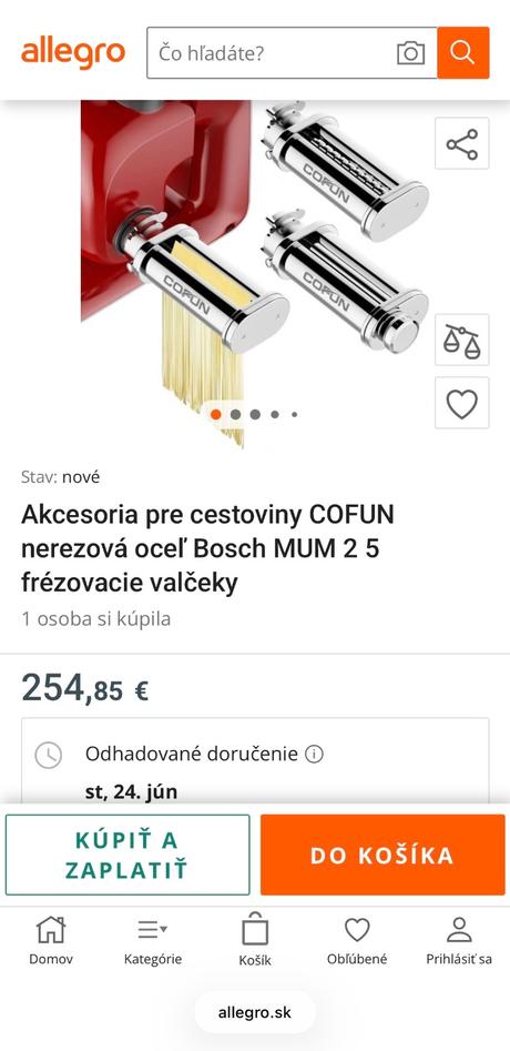 Sada na cestoviny cofun pre bosch mum 2 a 5, bosch