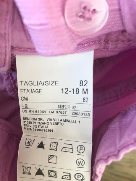 Letné nohavice benetton 12-18 mesiacov, benetton,80